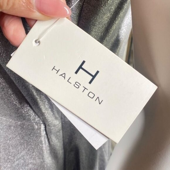 NWT H By Halston Metallic Faux Suede Dress Gunmetal, Size 8 - Picture 8 of 15